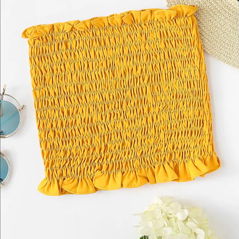 Yellow bandeau crop top